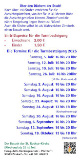 Terminübersicht Turmbesteigungen 2025